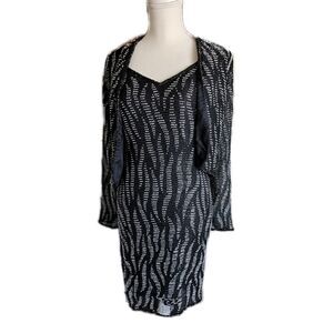 Tan-Cho 100% silk Vintage 80s beaded dress & matching bolero Selena glam diva